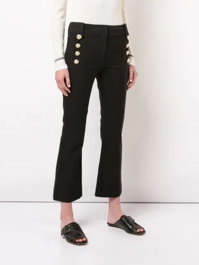 Shop Derek Lam 10 Crosby Robertson Cropped Flare Trouser With Sailor Buttons In Black