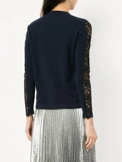Shop Onefifteen Lace Panel Sweater In Blue