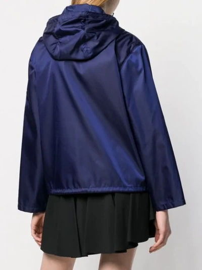 Shop Prada Hooded Waterproof Jacket In Blue