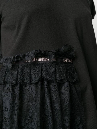Shop Aniye By Slogan Lace Panel T-shirt - Black