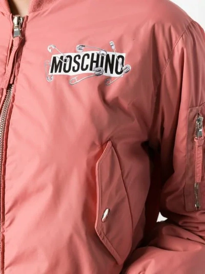 MOSCHINO LOGO安全针飞行员夹克 - 粉色