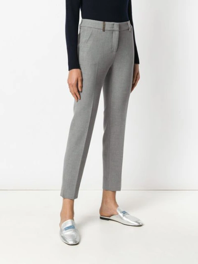 Shop Peserico Cropped Cigarette Trousers In Grey
