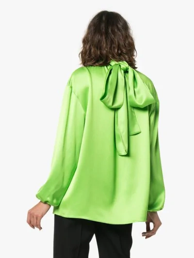 PRADA 高领蝴蝶结罩衫 - 绿色