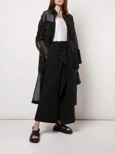Shop Yohji Yamamoto Mantel In Hemdoptik - Schwarz In Black