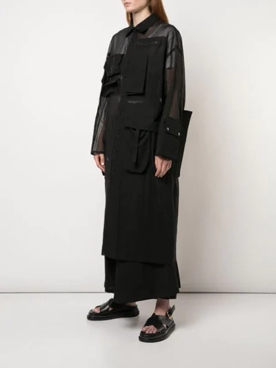 Shop Yohji Yamamoto Mantel In Hemdoptik - Schwarz In Black