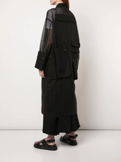 Shop Yohji Yamamoto Mantel In Hemdoptik - Schwarz In Black