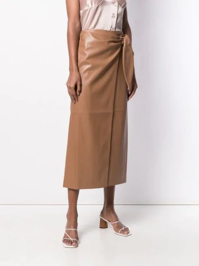 Shop Nanushka Wrapped Midi Skirt - Brown