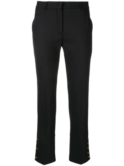 Shop Incotex Buttoned Ankle Trousers - Black