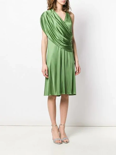 Shop Lanvin Draped V-neck Dress In Green