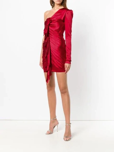 Shop Alexandre Vauthier Draped One Shoulder Dress In Red