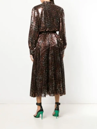 Shop Msgm Leopard Print Sequin Dress In Gold