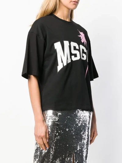 Msgm Logo Palm Tree T-shirt In Black