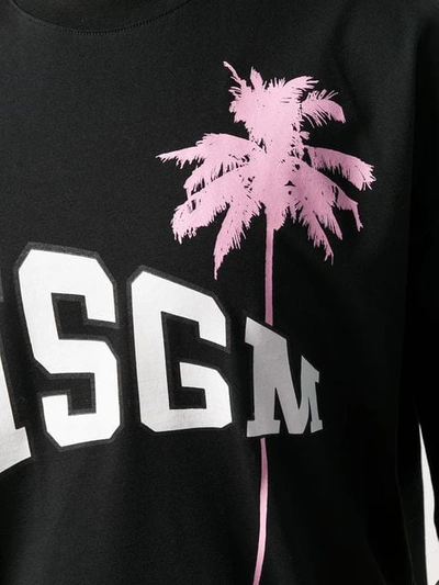 Msgm Logo Palm Tree T-shirt In Black