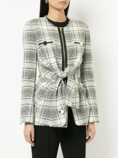 Shop Alexander Wang Checked Tie-front Jacket - White