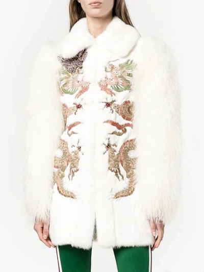 Shop Gucci Embroidered Fur Jacket In 9230