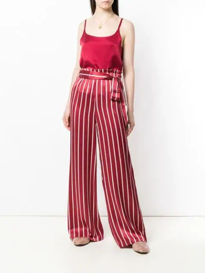 ASCENO STRIPED WIDE-LEG TROUSERS - 红色