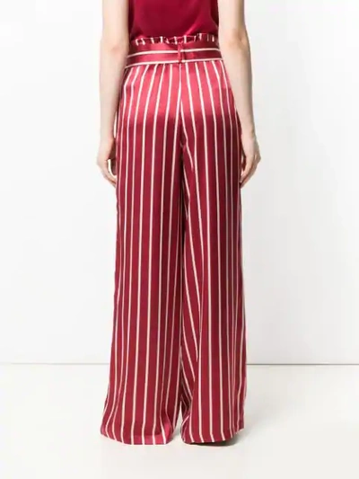 ASCENO STRIPED WIDE-LEG TROUSERS - 红色