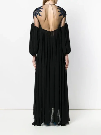 Shop Fendi Pleated Long Dress In Black