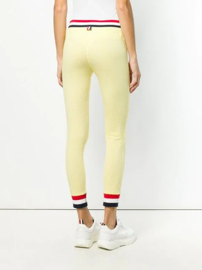 Shop Thom Browne Rwb Trim Seersucker Leggings In Yellow