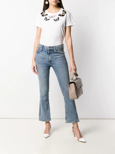 Shop Valentino Embroidered Butterflies T-shirt In White