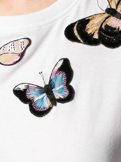 Shop Valentino Embroidered Butterflies T-shirt In White