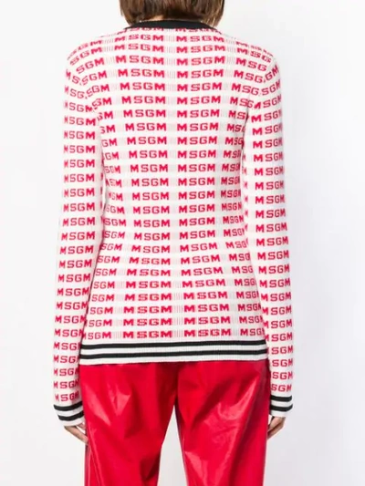 Shop Msgm Logo Printed Sweater In Red ,white