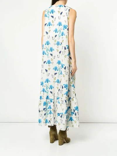 Shop Borgo De Nor Floral Printed Flared Dress In Iris/bianco