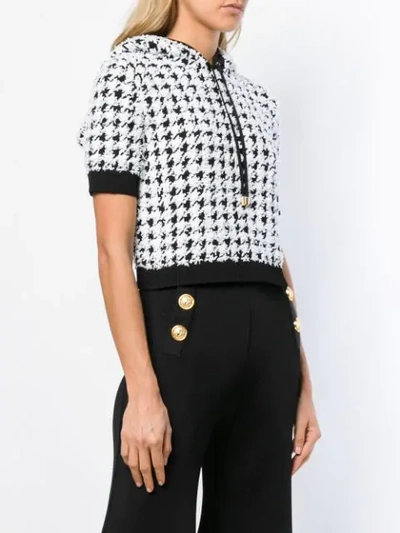 Shop Balmain Houndstooth Jumper In White