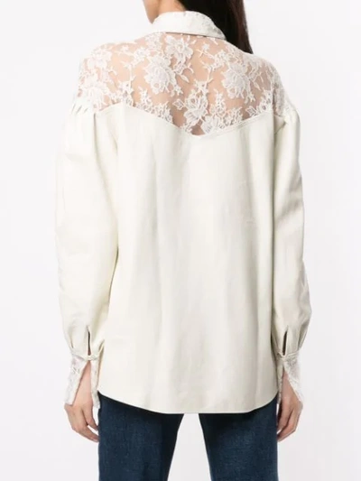 Shop Magda Butrym Lace Insert Shirt In White