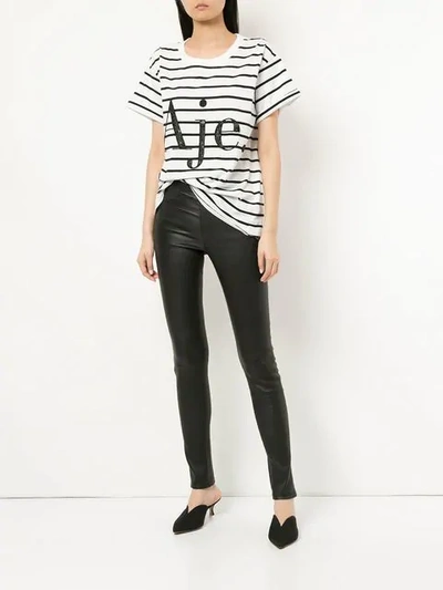 sequin embellished logo striped T-shirt