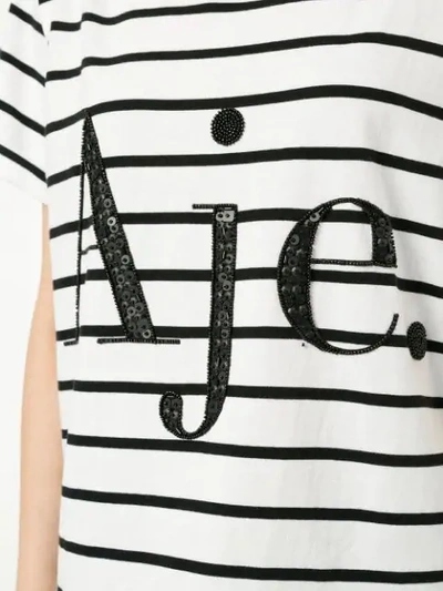 sequin embellished logo striped T-shirt