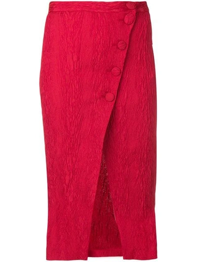 Shop Alexa Chung Split Wrap Front Midi Skirt In Red