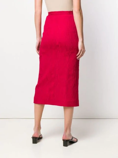 ALEXA CHUNG SPLIT WRAP FRONT MIDI SKIRT - 红色