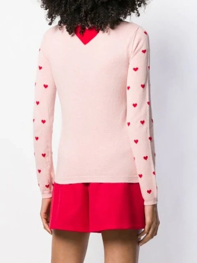 Shop Red Valentino Heart Print Sweater In 517 Rosa