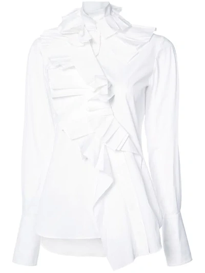 Shop Monse Oversized Ruffled Shirt In White