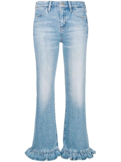 Shop M.i.h. Jeans Ruffle Trim Flared Leg Jeans In Blue