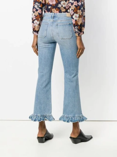 Shop M.i.h. Jeans Ruffle Trim Flared Leg Jeans In Blue