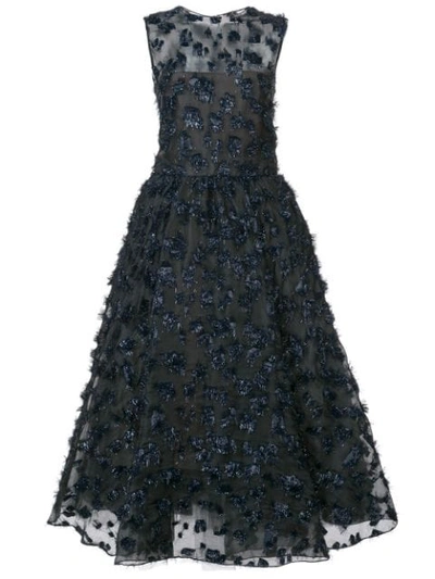 Shop Oscar De La Renta Embellished Sleeveless Midi Dress In Black