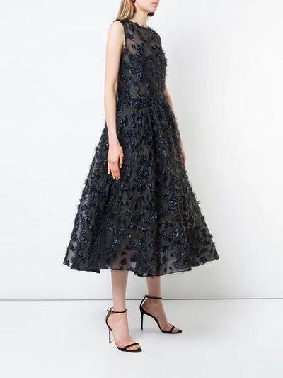 Shop Oscar De La Renta Embellished Sleeveless Midi Dress In Black