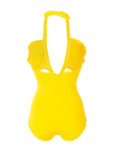 Shop Emilio Pucci Yellow Ruffled Swimsuit
