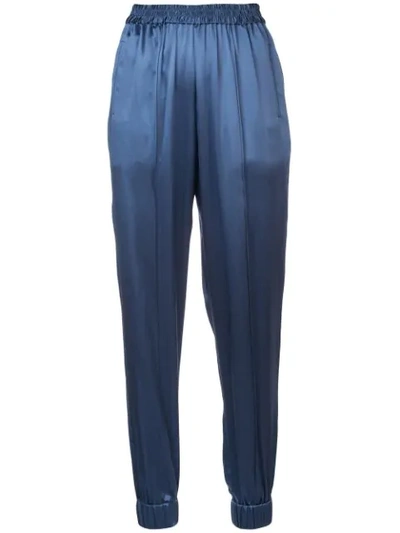 Shop Fleur Du Mal Elasticated Trousers In Blue