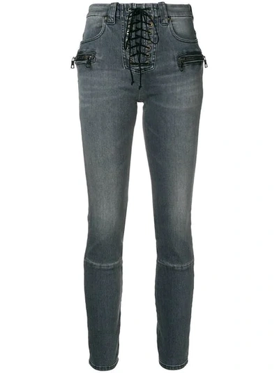 Shop Ben Taverniti Unravel Project Lace-up Jeans In Grey