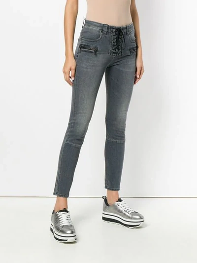 Ben Taverniti Unravel Project Lace-up Jeans In Grey