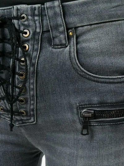 Ben Taverniti Unravel Project Lace-up Jeans In Grey