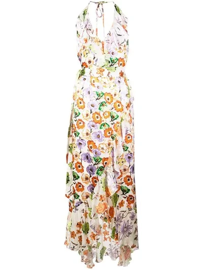 ALICE+OLIVIA FLORAL WRAP DRESS - 白色