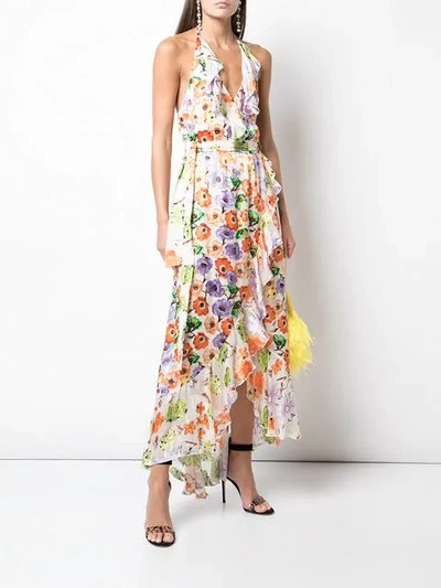 ALICE+OLIVIA FLORAL WRAP DRESS - 白色