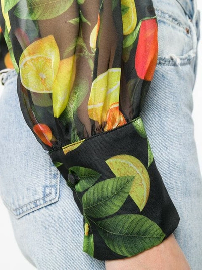 Shop Msgm Fruit Print Blouse In Green