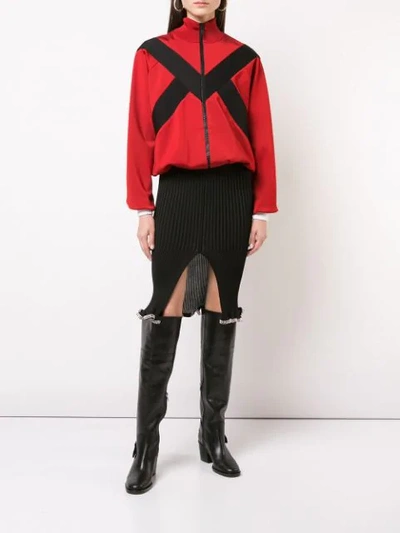 Givenchy Contrast Panel Zipped Jacket In Red