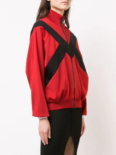 Givenchy Contrast Panel Zipped Jacket In Red