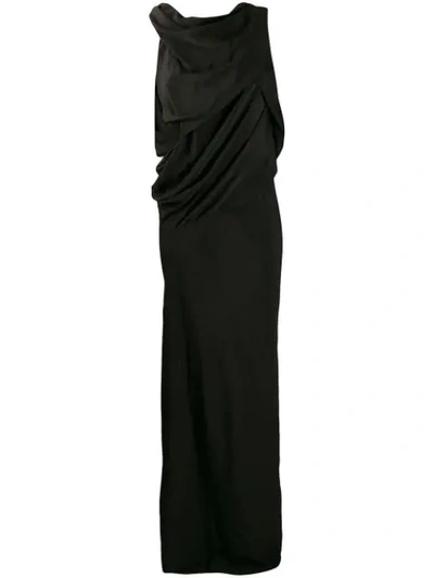 Shop Rick Owens Draped Long Dress In Black